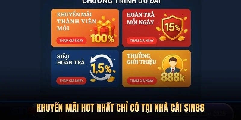 Khuyến mãi hot nhất chỉ có tại nhà cái Sin88
